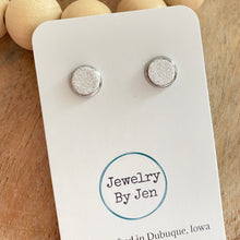Load image into Gallery viewer, Studs: White Fine Glitter