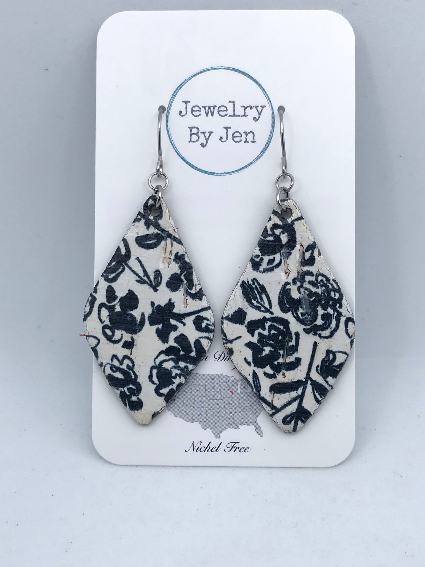 Lora: Black Floral on White Cork
