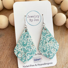 Load image into Gallery viewer, Aqua &amp; White Lace Elegant Teardrop