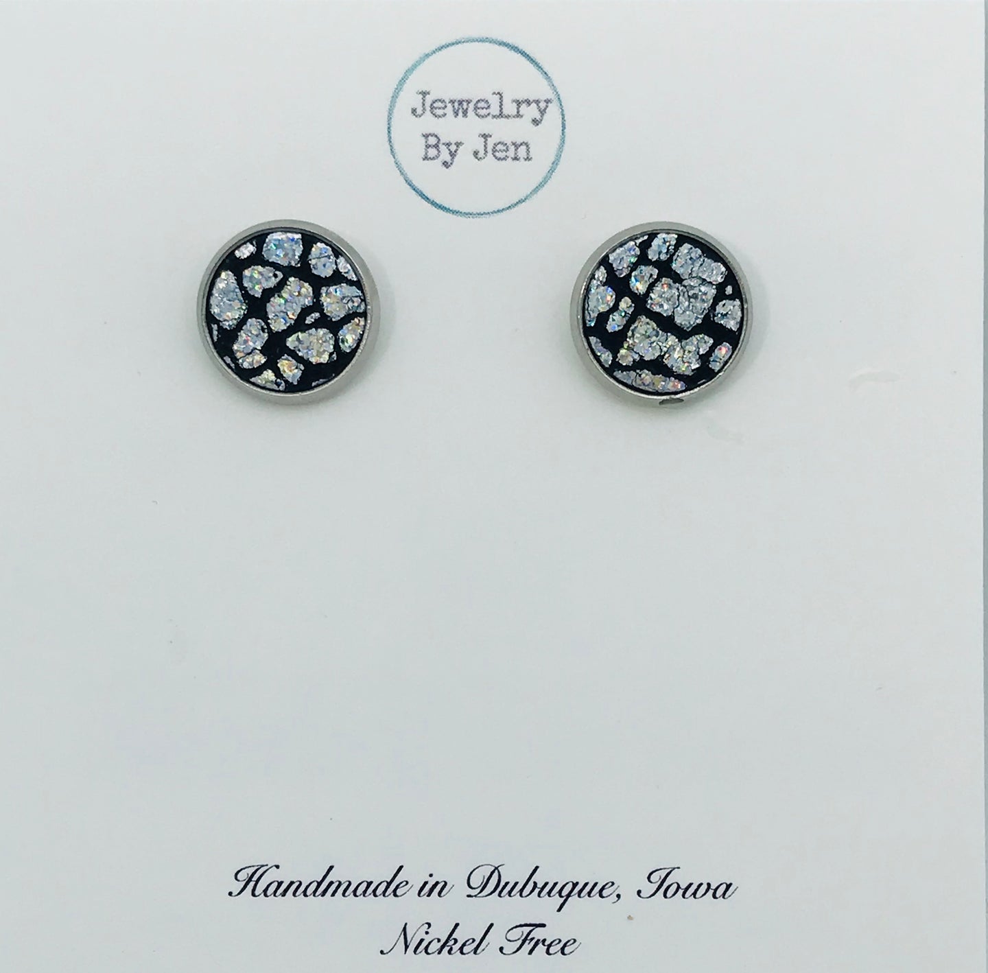 Studs: Silver Crackle