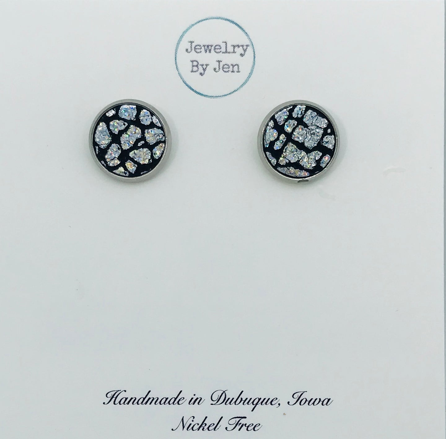 Silver Crackle Studs