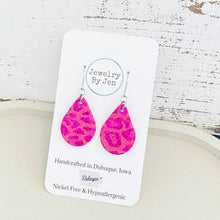 Load image into Gallery viewer, Small Teardrop: Hot Pink Metallic Cheetah