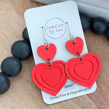 Load image into Gallery viewer, Embossed Double Heart: Metallic Red