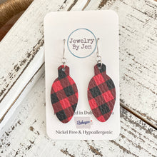 Load image into Gallery viewer, Holiday Light Bulb: Black &amp; Red Plaid