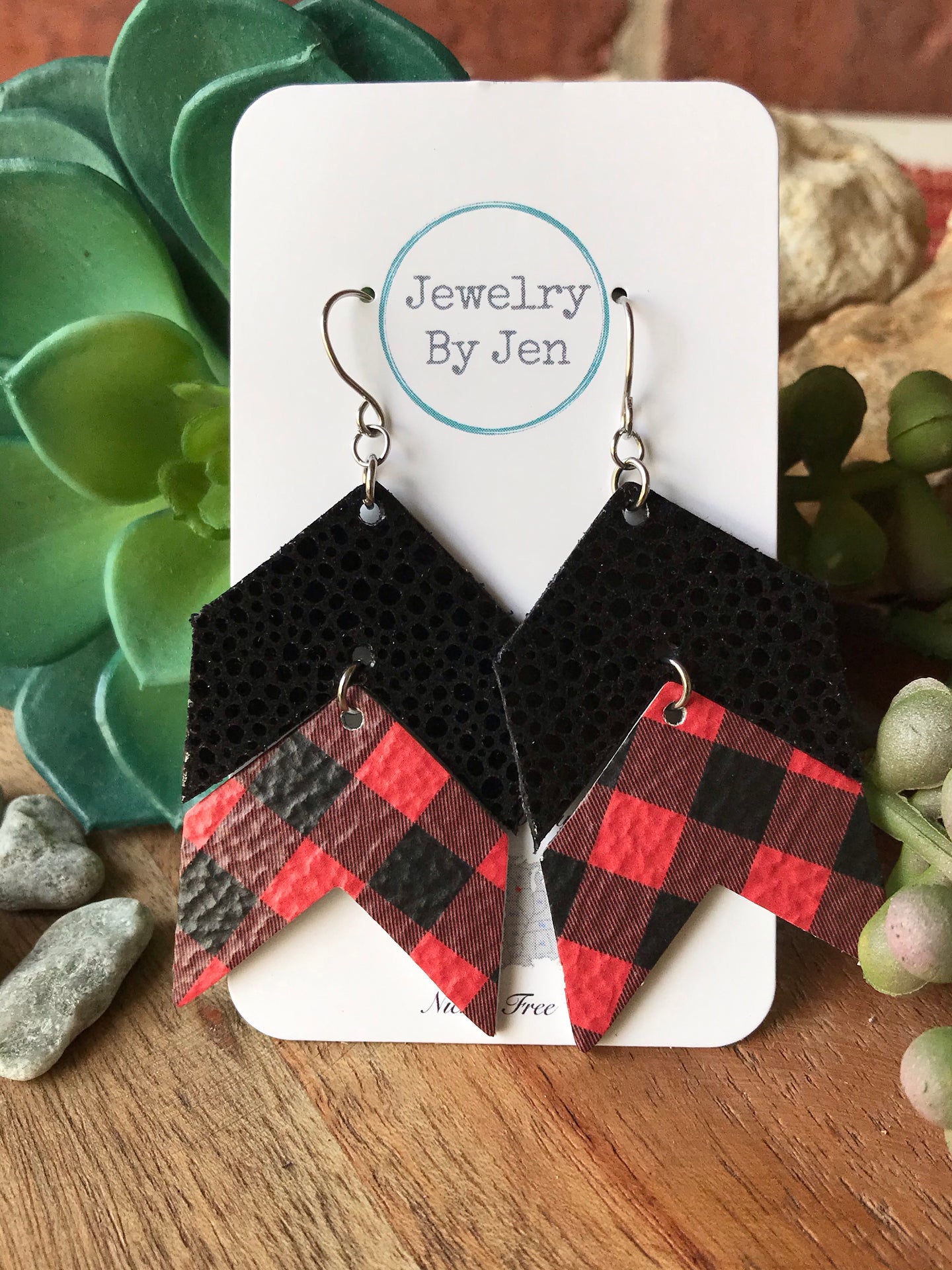 Double Chevron: Black & Red Buffalo Plaid