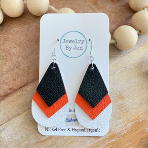Triple Stacked Teardrop: Black, Orange & White Stacked