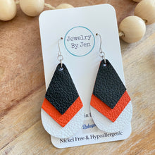Load image into Gallery viewer, Triple Stacked Teardrop: Black, Orange &amp; White Stacked