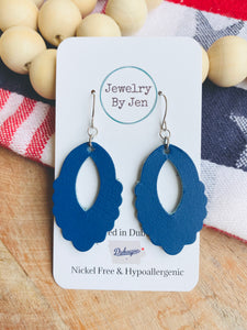 Scalloped Teardrop Earrings: Royal Blue