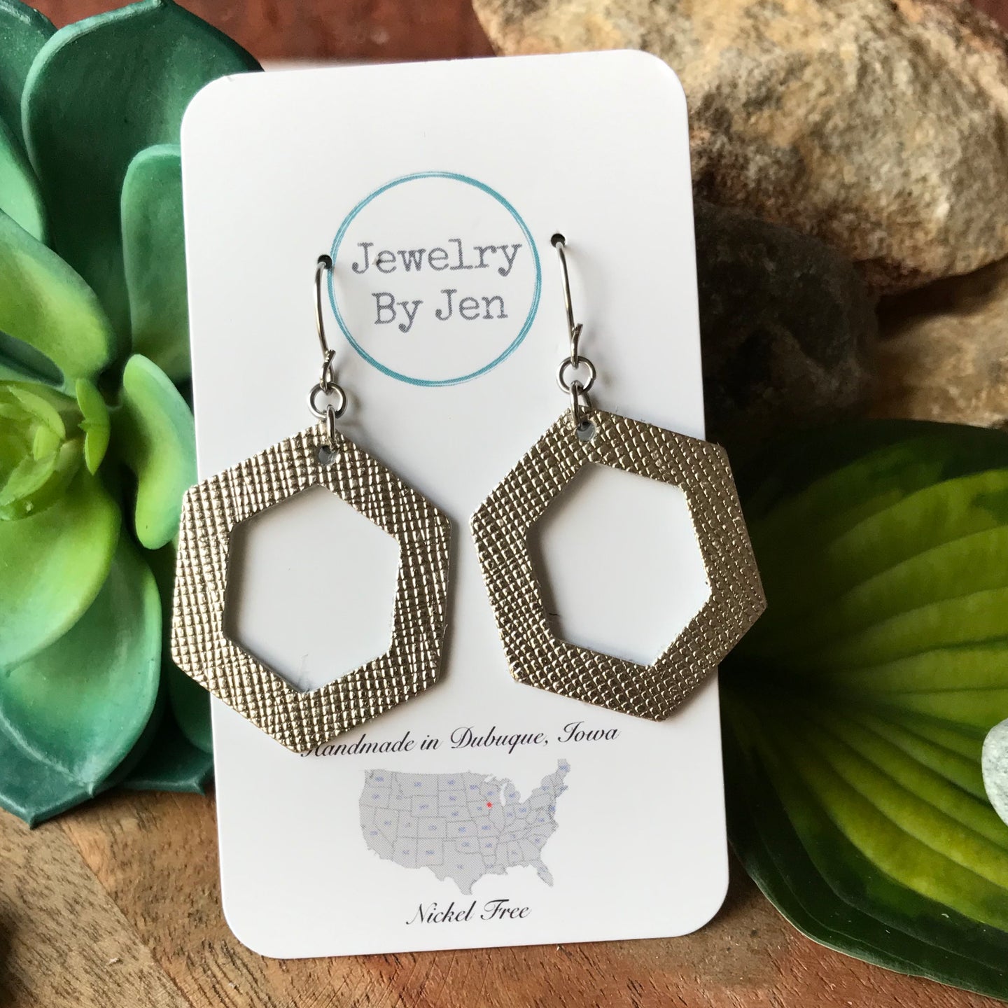 Hexagon Cutout: Gunmetal Saffiano