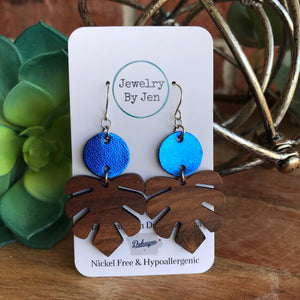 Royal Blue Metallic & Monstera Leaf