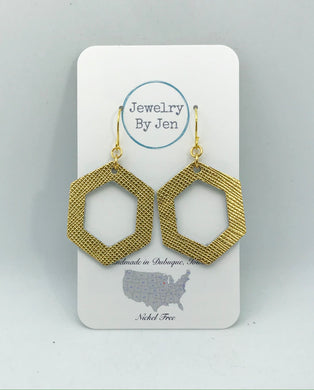 Hexagon (Cutout): Gold Saffiano