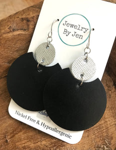 Luna Earrings: Black & Silver