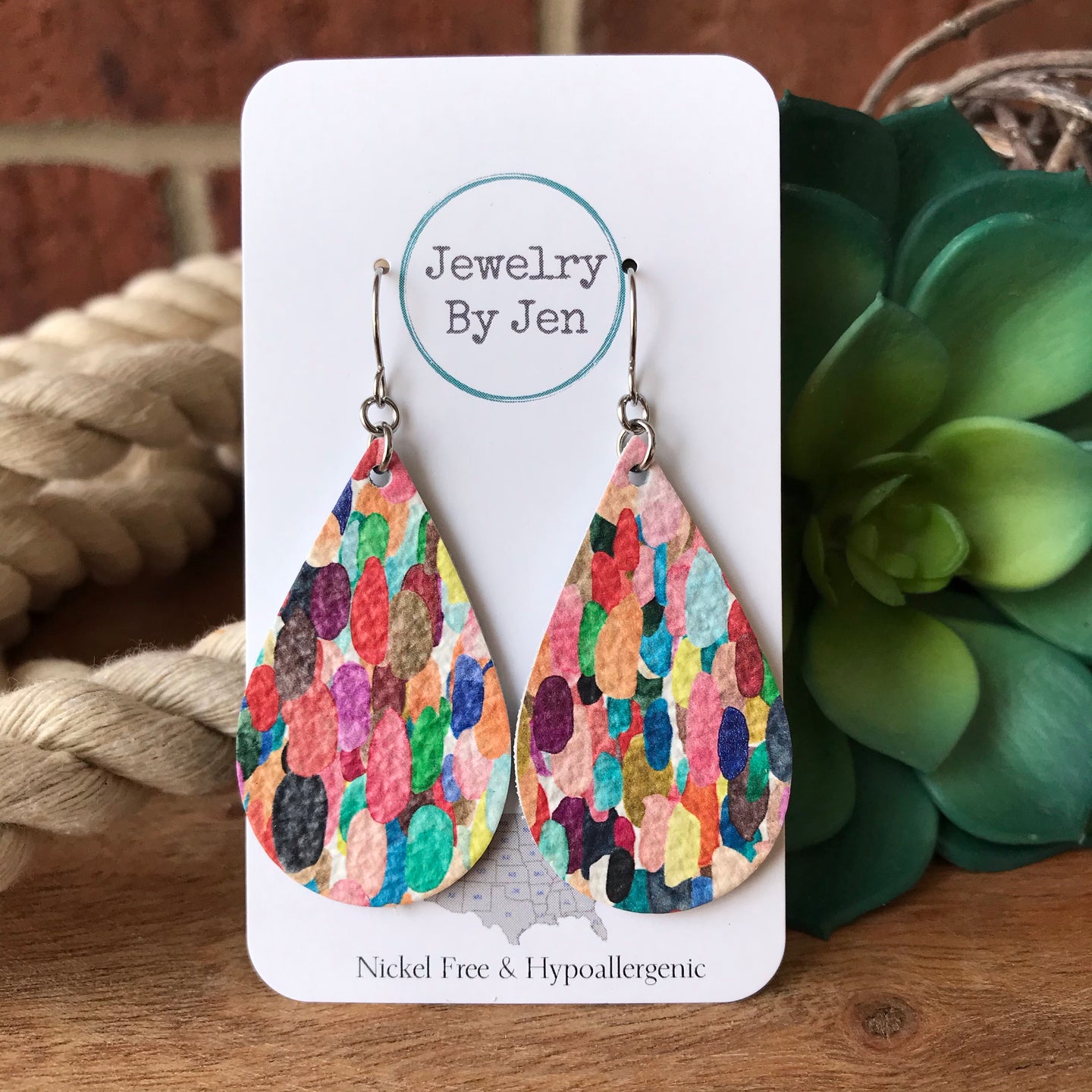 Medium Teardrop Earrings: Confetti Splash