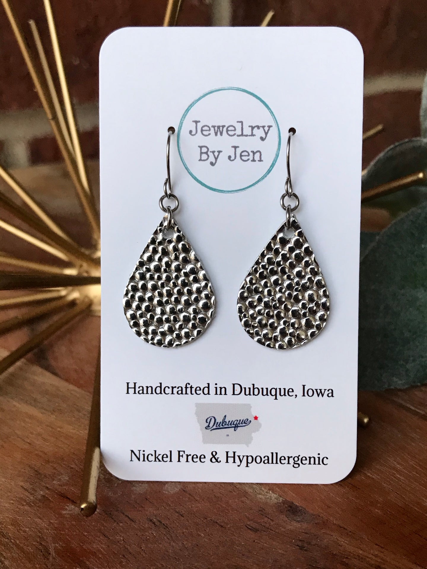 Bumpy Silver Small Teardrop