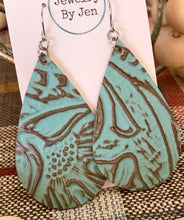 Load image into Gallery viewer, Large Teardrop: Turquoise Tooled