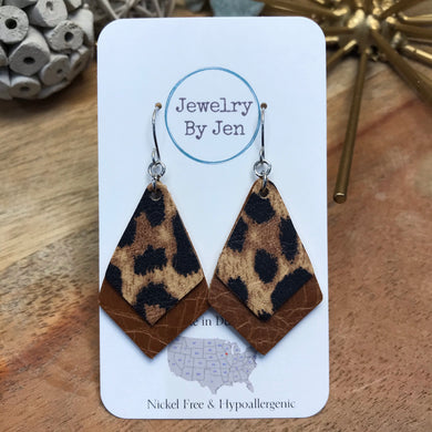 Double Stacked Earrings: Cheetah & Cognac