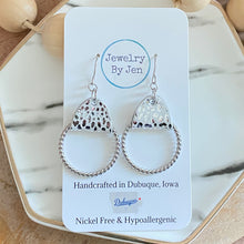 Load image into Gallery viewer, Twisted Hoop: White &amp; Silver Cheetah