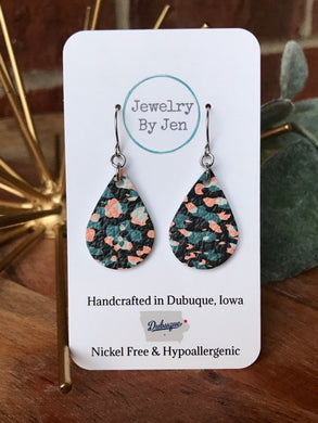 Small Teardrop: Teal & Coral Abstract