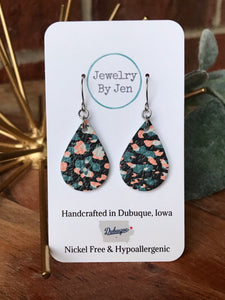Teal & Coral Abstract Small Teardrop