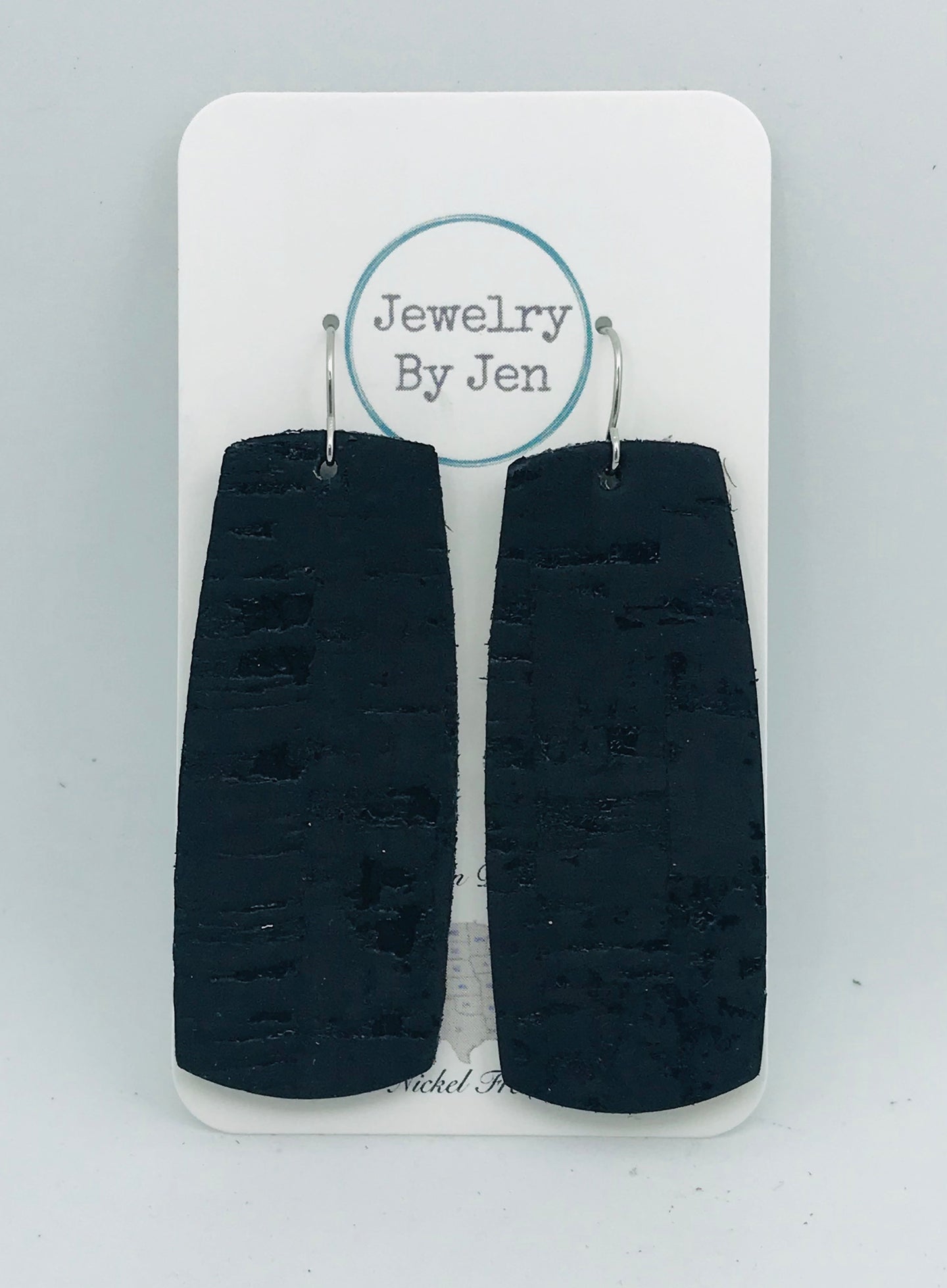 Bar Earrings (XL): Black Cork