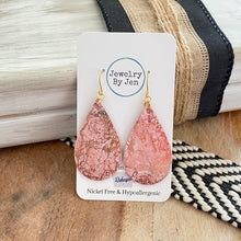 Load image into Gallery viewer, Medium Teardrop: Pink &amp; Gold Marbled