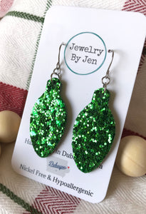 Holiday Light Bulb: Green Glitter