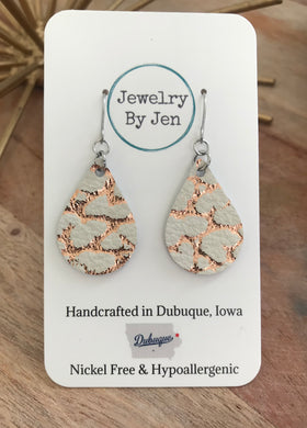 Small Teardrop: Rose Gold Crackle