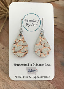 Rose Gold Crackle Small Teardrop
