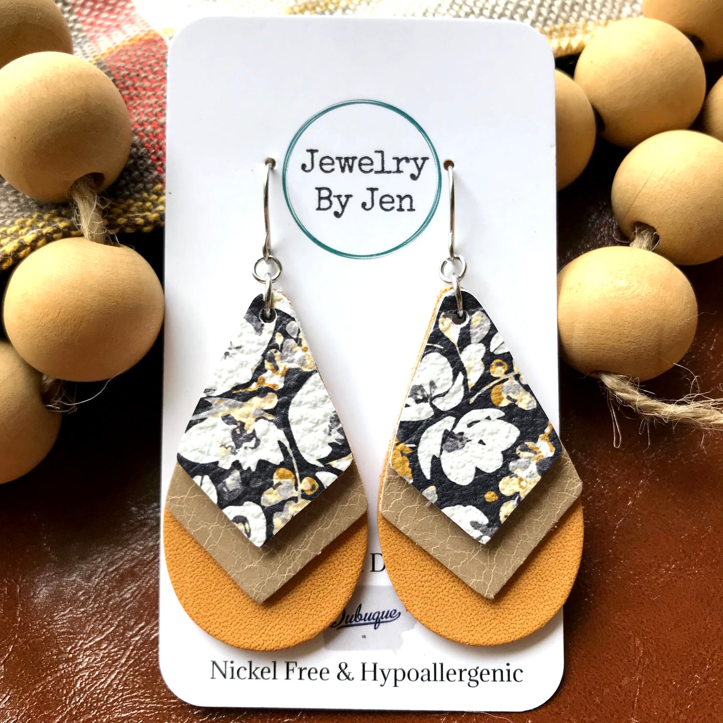 Navy Floral, Tan and Mustard Stacked