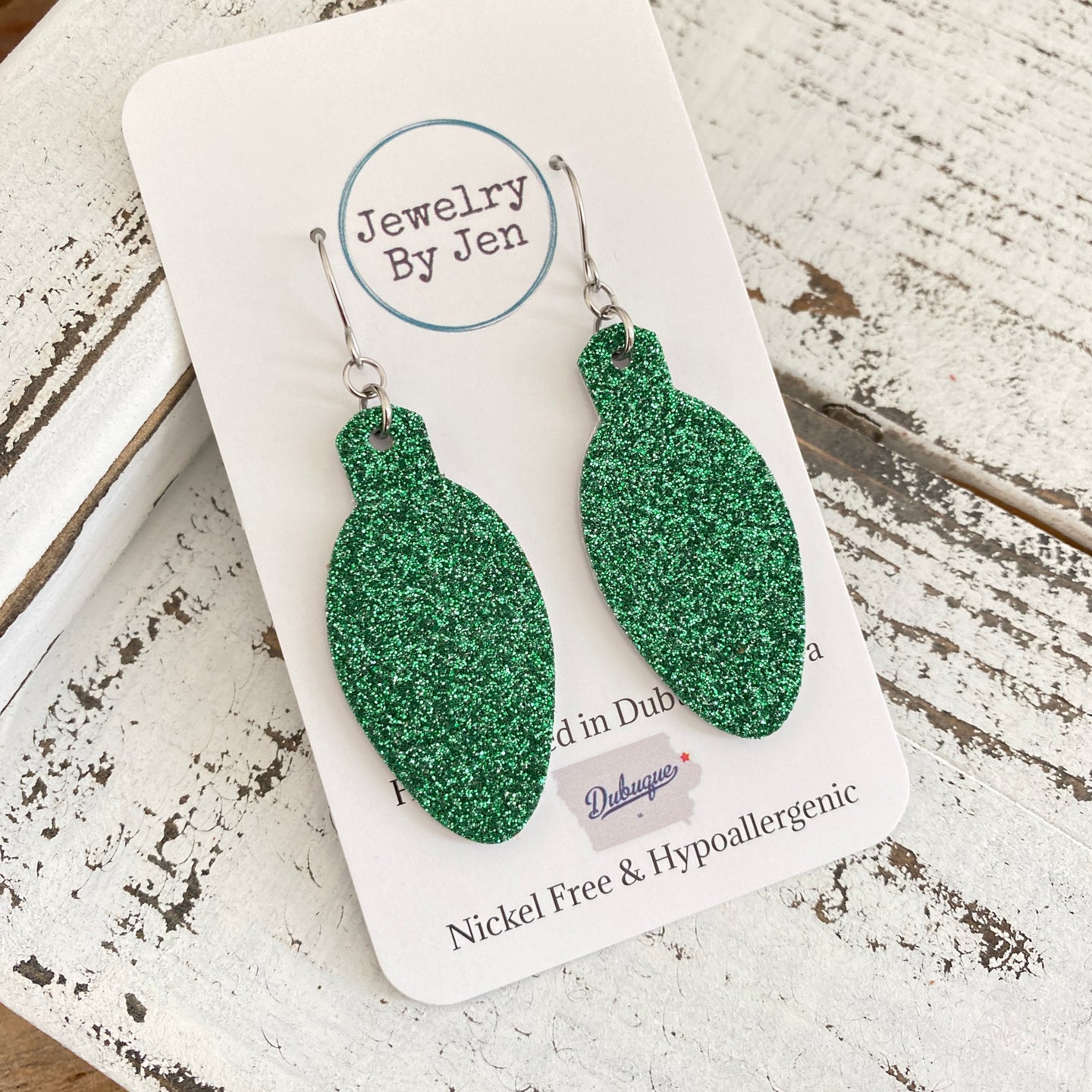 Holiday Light Bulb: Green Fine Glitter