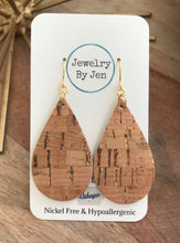 Load image into Gallery viewer, Medium Teardrop Earrings: Cork w/Gold Accents