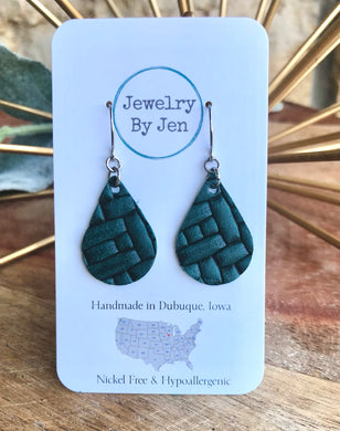 Small Teardrop Earrings: Dark Teal Weave