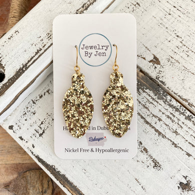 Holiday Light Bulb Earrings: Gold Glitter