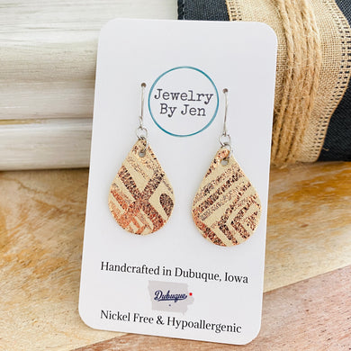 Small Teardrop: Retro Abstract Rose Gold