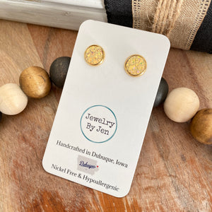Gold Holographic Crackle Studs