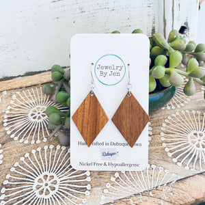 Wood Diamond Earrings