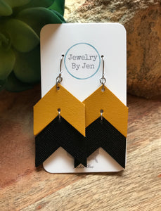 Double Chevron Earrings: Mustard & Black