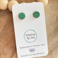 Load image into Gallery viewer, Studs: Green Fine Glitter