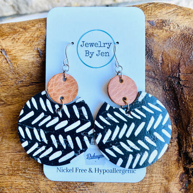 Luna Earrings: Cognac w/ Boho Chevron