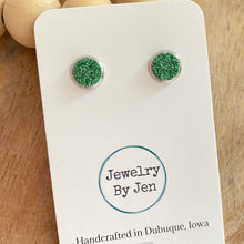 Load image into Gallery viewer, Studs: Green Fine Glitter