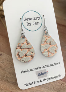 Rose Gold Crackle Small Teardrop