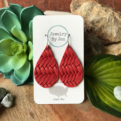 Medium Teardrop Earrings: Strawberry Braided
