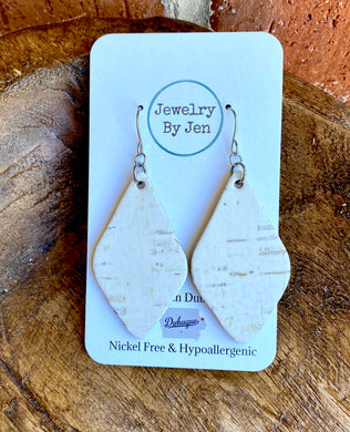 Lora Earrings: White Cork