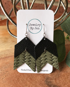 Black & Olive Braided Double Chevron