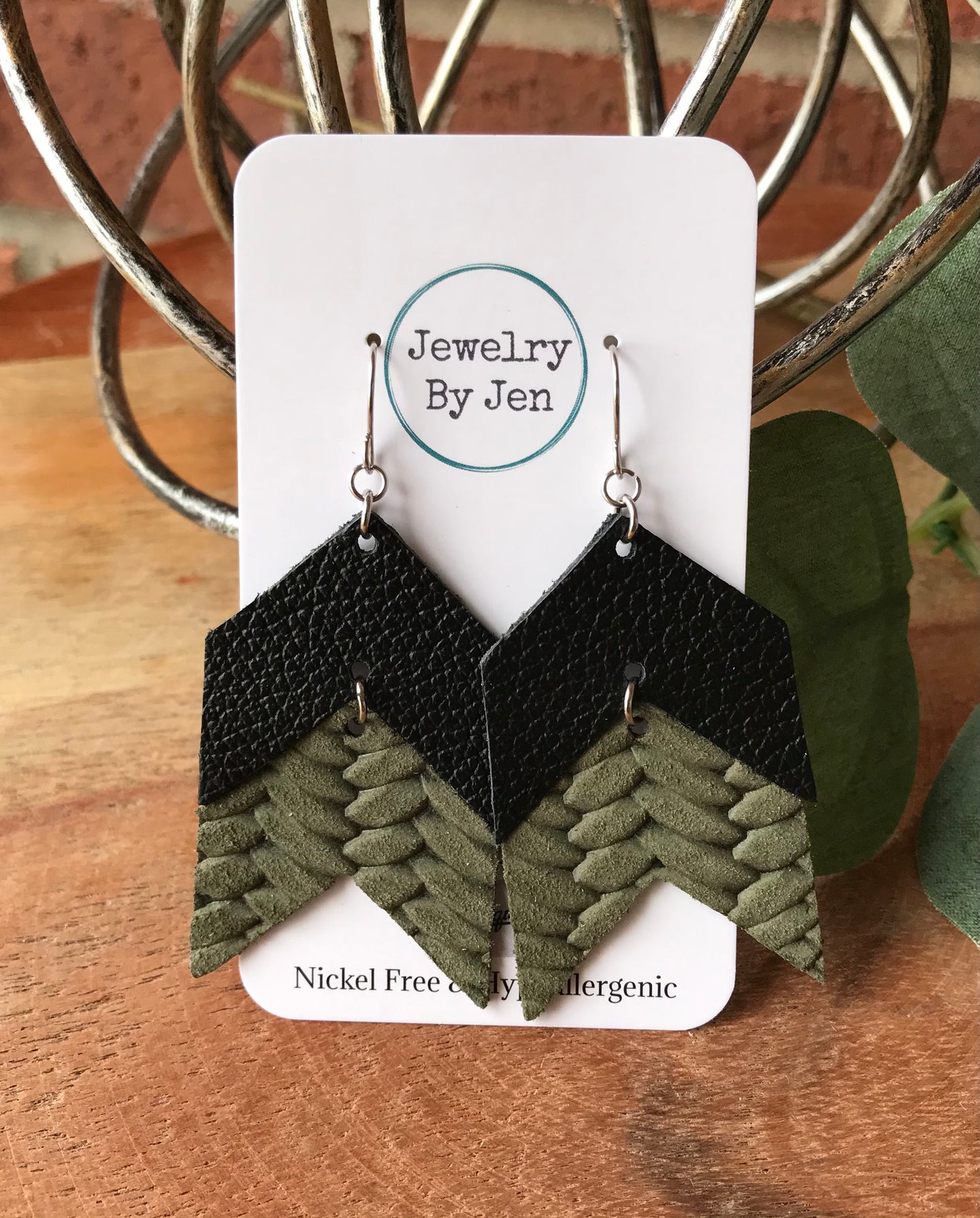 Black & Olive Braided Double Chevron