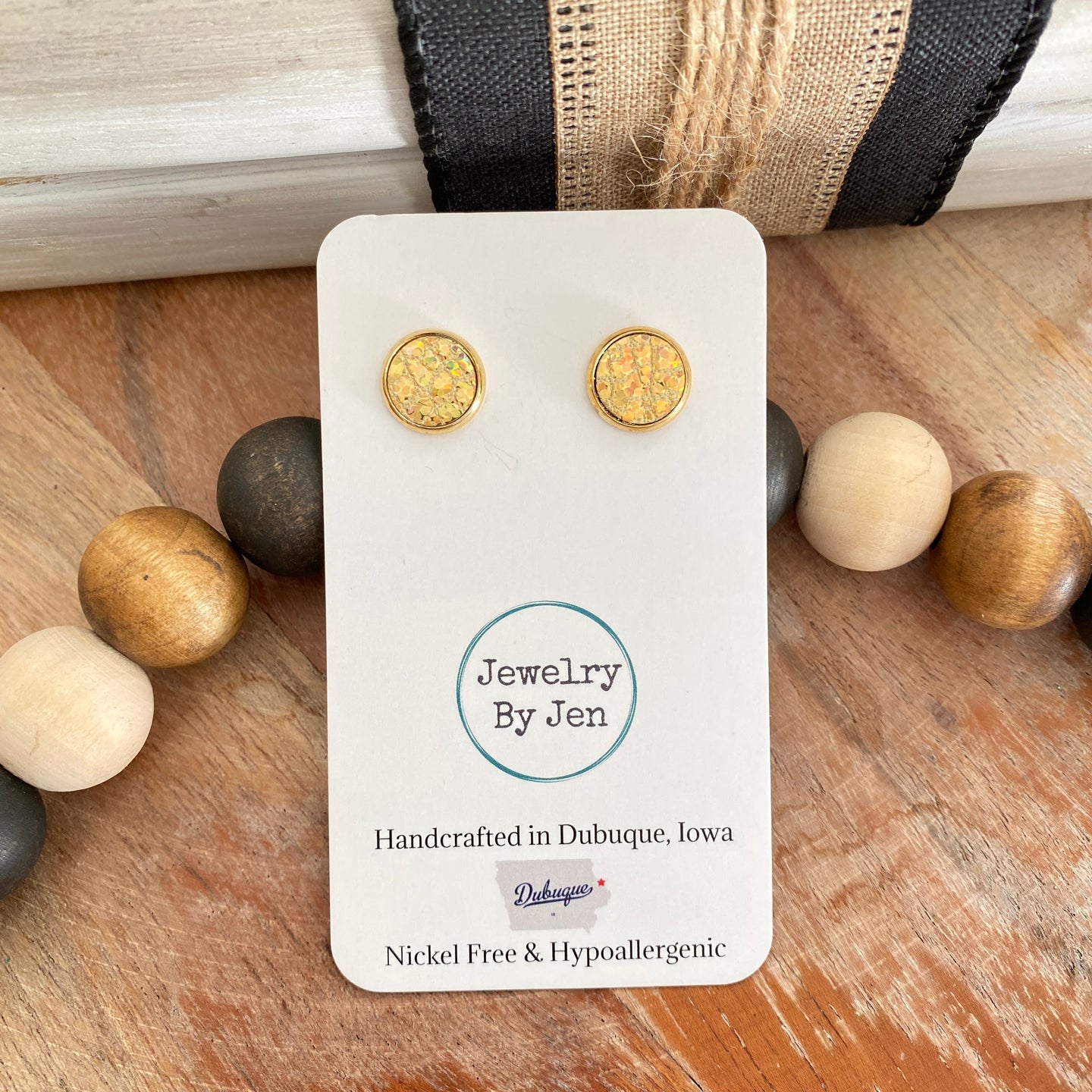 Gold Holographic Crackle Studs