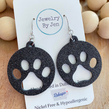 Load image into Gallery viewer, Black Fine Glitter Paw