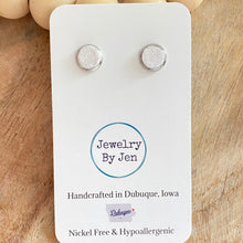 Load image into Gallery viewer, Studs: White Fine Glitter