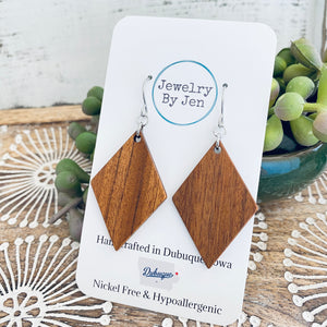 Wood Diamond Earrings