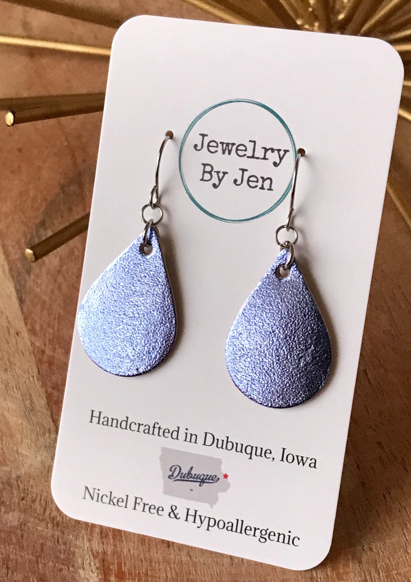 Small Teardrop: Periwinkle Metallic